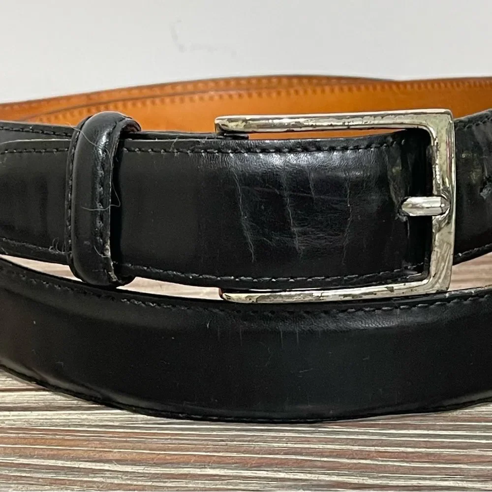Vintage Martin Dingman Black Milled Finish Leather Belt Men 42 Hand Made in USA